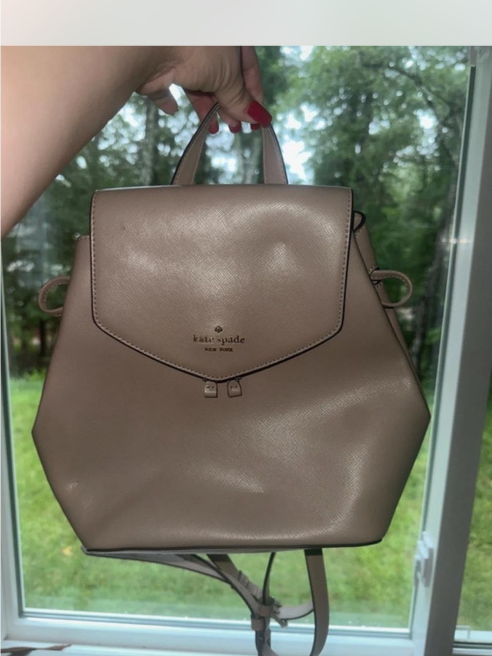 kate spade Taupe Leather Backpack Tote